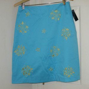 Skirt Turquoise with Green Accents New (Brand: Grace Dane Lewis) Size 10 Regular
